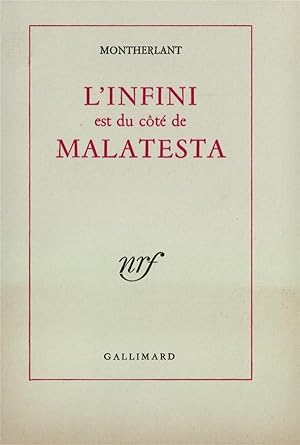 Immagine del venditore per l'infini est du cote de malatesta venduto da Chapitre.com : livres et presse ancienne