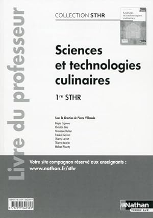 sciences et technologies culinaires ; 1ère STHR ; livre du professeur (édition 2016)