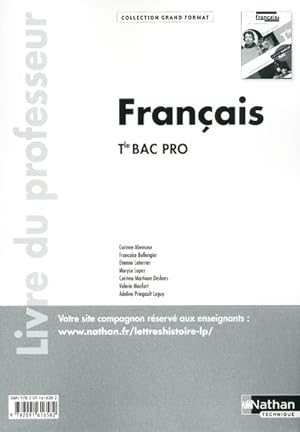 français ; terminale bac pro ; livre du professeur