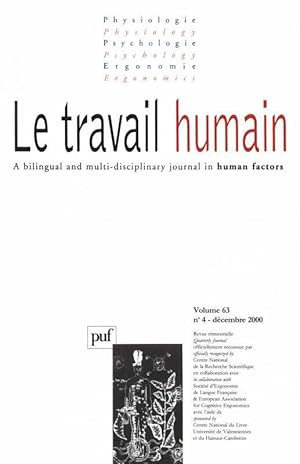 REVUE LE TRAVAIL HUMAIN n.63/4 (édition 2000)