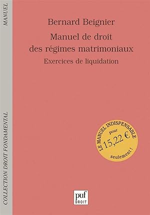 Manuel de droit des régimes matrimoniaux