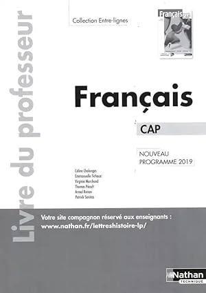 francais cap (entre-lignes) professeur 2019