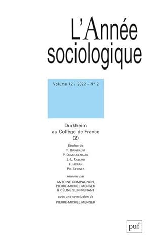 Revue L'Année sociologique n.72 : Durkheim au Collège de France (édition 2022)