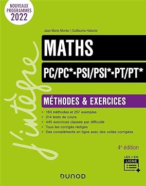 maths ; PC/PC*-PSI/PSI*-PT/PT* : méthodes et exercices (4e édition)