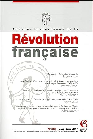 Image du vendeur pour annales historiques de la rvolution franaise n.388 : avril/juin 2017 mis en vente par Chapitre.com : livres et presse ancienne