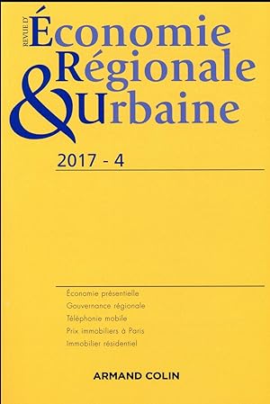 revue d'économie régionale et urbaine n.4 : 2017