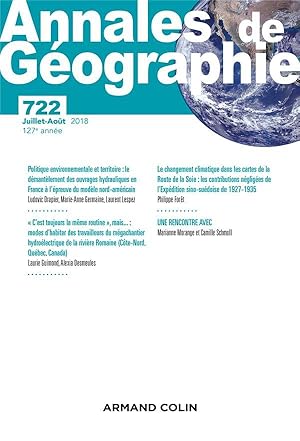 revue Annales de géographie n.722 : juillet-août 2018 ; varia