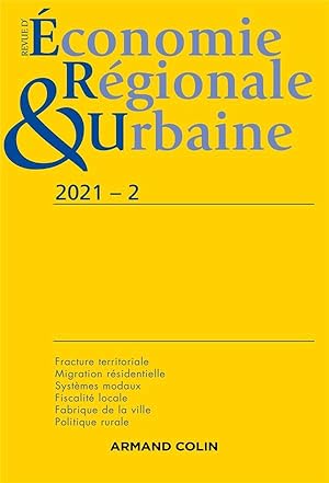 Revue d'économie régionale et urbaine n.2021-2 : varia