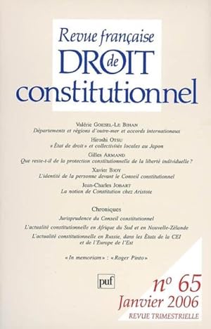 Revue française de droit constitutionnel n.65 : départements et régions d'Outre-mer et accords in...