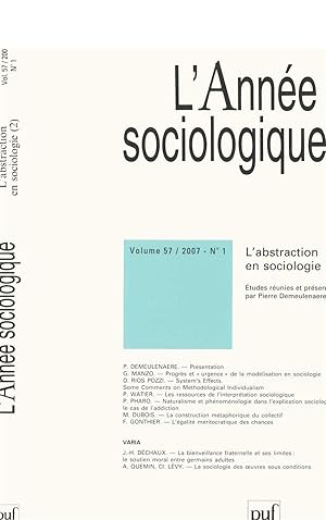 Seller image for Revue L'Anne sociologique n.57/1 : l'abstraction en sociologie (dition 2007) for sale by Chapitre.com : livres et presse ancienne
