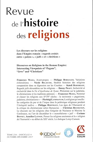 revue de l'histoire des religions : 4/2017 ; les discours sur les religions dans l'empire romain