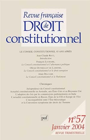 Revue française de droit constitutionnel n.57 (édition 2004)