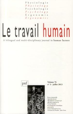 REVUE LE TRAVAIL HUMAIN n.76/3 (édition 2013)