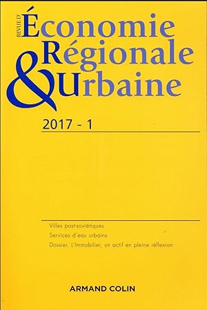 revue d'économie régionale et urbaine n.1 : 2017