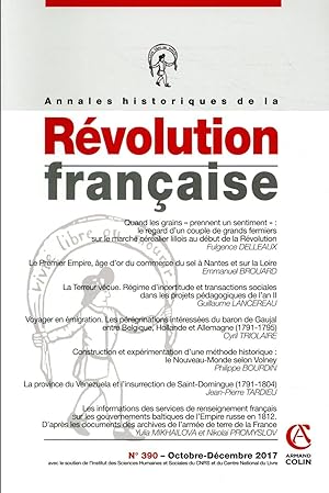 Image du vendeur pour annales historiques de la rvolution franaise n.390 : octobre/dcembre 2017 mis en vente par Chapitre.com : livres et presse ancienne