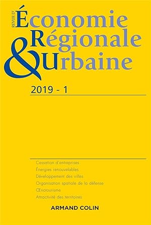 Revue d'économie régionale et urbaine n.1/2019 : varia