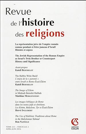 revue de l'histoire des religions n.2 : 2016 ; la représentation juive de l'empire romain comme p...