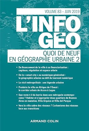 l'information géographique n.83 : juin 2019 ; quoi de neuf en géographie urbaine 2