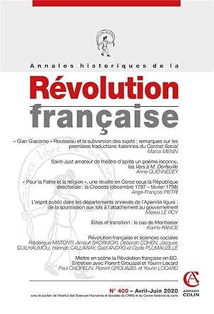 annales historiques de la révolution française n.400 : avril-juin 2020