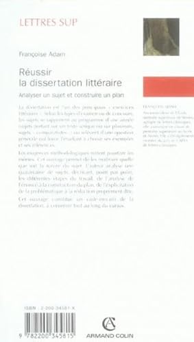 reussir la dissertation litteraire - analyser un sujet et construire un plan