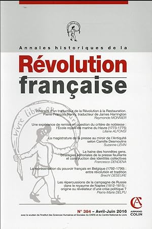 annales historiques de la révolution française n.384 : avril/juin 2015