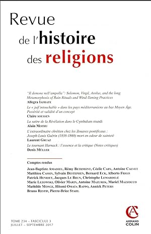 revue de l'histoire des religions (3/2017) varia