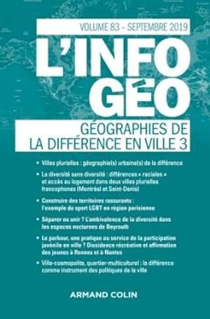 l'information géographique n.83 : septembre 2019 ; géographies de la différence en ville