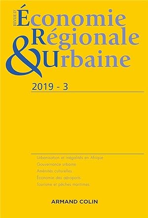 Revue d'économie régionale et urbaine : 3/2019