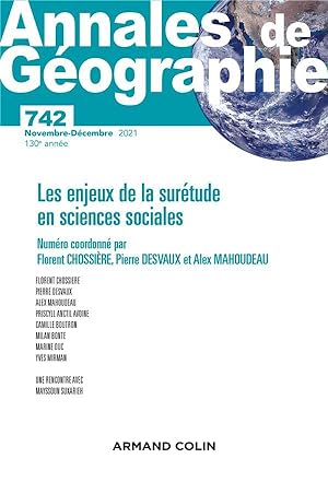 revue Annales de géographie n.742 : les enjeux de la surétude en sciences sociales