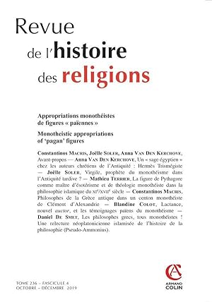 revue de l'histoire des religions n.236-4 : octobre-décembre 2019 ; appropriations monothéistes d...