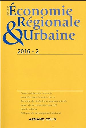 revue d'économie régionale et urbaine n.2 : 2016