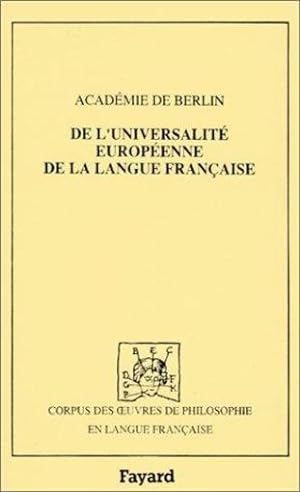 De l'universalité européenne de la langue française