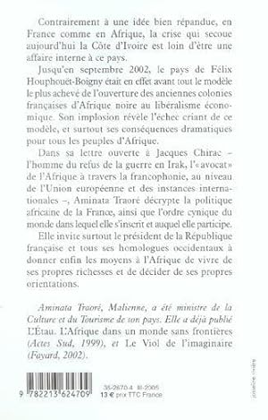 Bild des Verkufers fr Lettre au Prsident des Franais  propos de la Cte d'Ivoire et de l'Afrique en gnral zum Verkauf von Chapitre.com : livres et presse ancienne