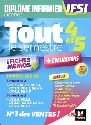 diplôme infirmier IFSI : tout le semestre 4 & 5 en fiches mémos ; + évalutations (5e édition)