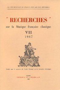 recherches sur la musique francaise classique. volume (07) vii.