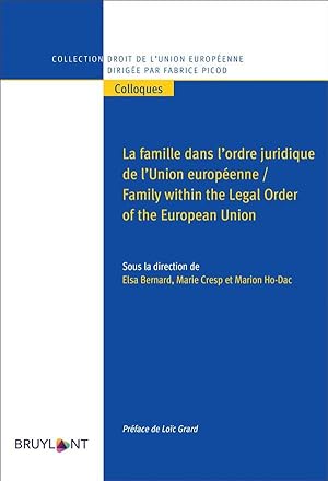 Bild des Verkufers fr la famille dans l'ordre juridique de l'Union europenne / Family within the Legal Order of the European Union zum Verkauf von Chapitre.com : livres et presse ancienne