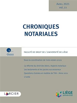 Seller image for chroniques notariales - volume 72 for sale by Chapitre.com : livres et presse ancienne