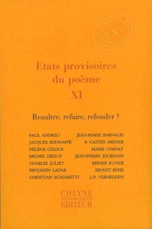 revue Etats provisoires du poème n.21 : renaître, refaire, refonder ?