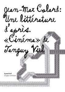 une littérature d'après ; "cinéma" de Tanguy Viel