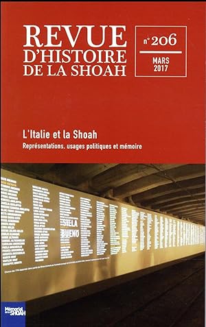 revue d'histoire de la Shoah t.206 : l'Italie et la Shoah ; représentations, usages politiques et...