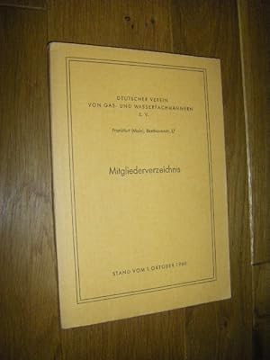 Deutscher Verein von Gas- und Wasserfachmännern e. V. Mitgliederverzeichnis. Stand vom 1. Oktober...