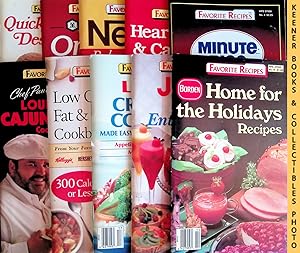 Seller image for 10 Favorite Recipes Cookbooks Lot: Borden Home for the Holidays Recipes ~ Jell-O Easy Entertaining ~ Lipton Creative Cookery ~ and ~ Low Calorie, Fat & Cholesterol Cookbook ~ Chef Paul Prudhomme's Louisiana Cajun Magic Cookbook ~ Minute Rice Fast Fabulous Meals ~ Nestle Bakes The Very Best ~ Hearty Soups & Casseroles ~ Kikkoman Oriental Cooking ~ Quick & Easy Desserts for sale by Keener Books (Member IOBA)