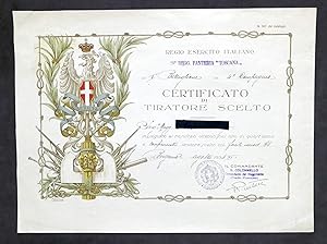 Seller image for Regio Esercito Italiano - Certificato di tiratore scelto fucile mod. 91 - 1933 for sale by Chartaland