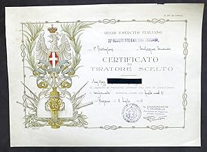Seller image for Regio Esercito Italiano - Certificato di tiratore scelto fucile mod. 91 - 1932 for sale by Chartaland