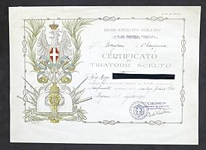 Seller image for Regio Esercito Italiano 78 Rgt. Fanteria Certificato di tiratore scelto - 1933 for sale by Chartaland