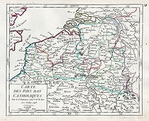 Bild des Verkufers fr Carte des Pays Bas Catholiques" - Belgique / Belgium / Belgien / Vlaanderen / Luxemburg Luxembourg / Hainaut / Brabant zum Verkauf von Antiquariat Steffen Vlkel GmbH