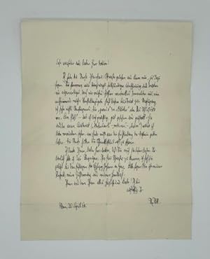 Imagen del vendedor de Eigenh. Brief m. Unterschrift. a la venta por Versandantiquariat Wolfgang Friebes