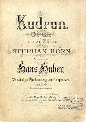 Immagine del venditore per KUDRUN. Oper in vier Akten von Stephan Born. venduto da BP02