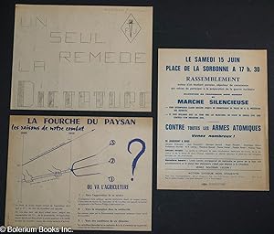 Three French leaflets, late 1950s to early 60s: Un Seul Remede, La Dictature, 1957, [far-right an...