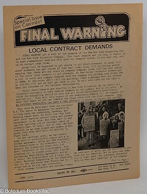 Final Warning. Special issue on contract (June 1974)